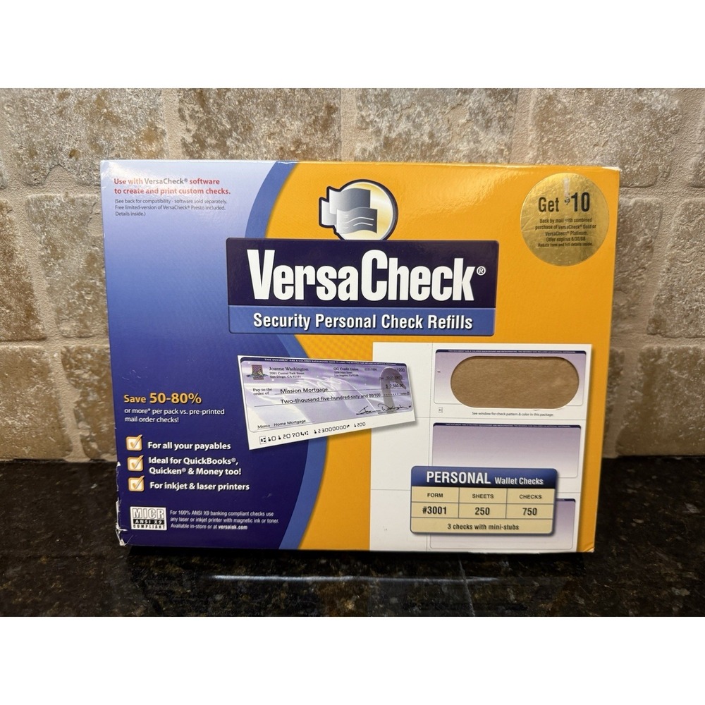VersaCheck Security Personal Check Refills ~ Personal Wallet Checks Form #3001